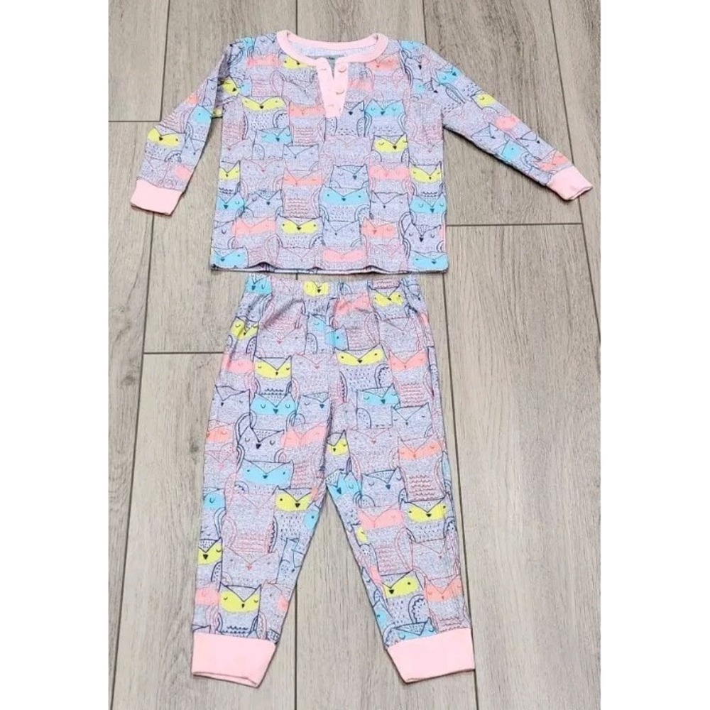Owl Pajamas PJ Set‎ Girls Toddler Size 2T Pink & Gray Komar Kids Sleepwear